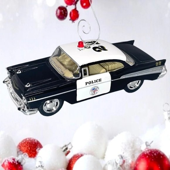 1957 Chevrolet Bel Air Police Cop Car Chevy 5" 1/40 Christmas Tree‎ Ornament - Picture 3 of 7